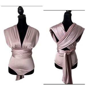 Free People Convertible Multi Way Infinity Wrap Bodysuit Size XS Pink Shimmer